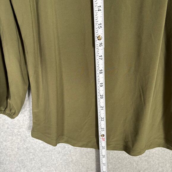 Vince Camuto Blouse Small Knit Stretch Popover Flowy Slinky Army Olive Career - Picture 5 of 9